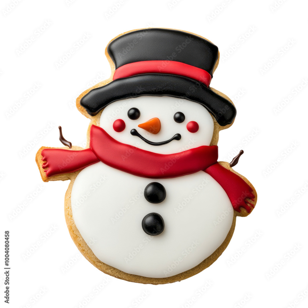 Cute cartoon snowman in red hat and scarf with snowball on white background for Christmas celebration Cute cartoon snowman in red hat and scarf with snowball on white background for Christmas celebration