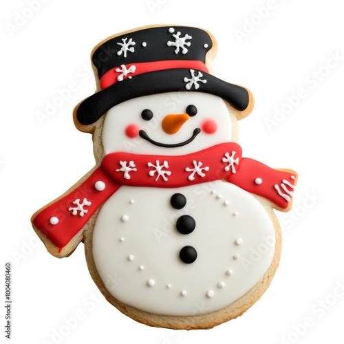 Cute cartoon snowman with red hat and scarf, perfect for Christmas celebration