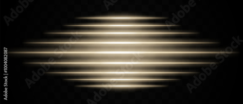 Horizontal bronze light effect isolated on transparent background. Radiant light stripes creating a glowing, layered effect. Ideal for design, abstract backgrounds, and digital graphics. photo