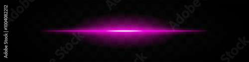 Purple horizontal light beam isolated on transparent background. Intense glowing effect with smooth gradient and soft edges. Ideal for futuristic designs, digital graphics, and sci-fi themes.