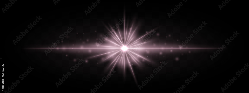 Horizontal laser beam with starburst effect and scattered glowing particles on a transparent background. Ideal for sci-fi, futuristic, or technology-themed designs. Horizontal laser beam with starburst effect and scattered glowing particles on a transparent background. Ideal for sci-fi, futuristic, or technology-themed designs.