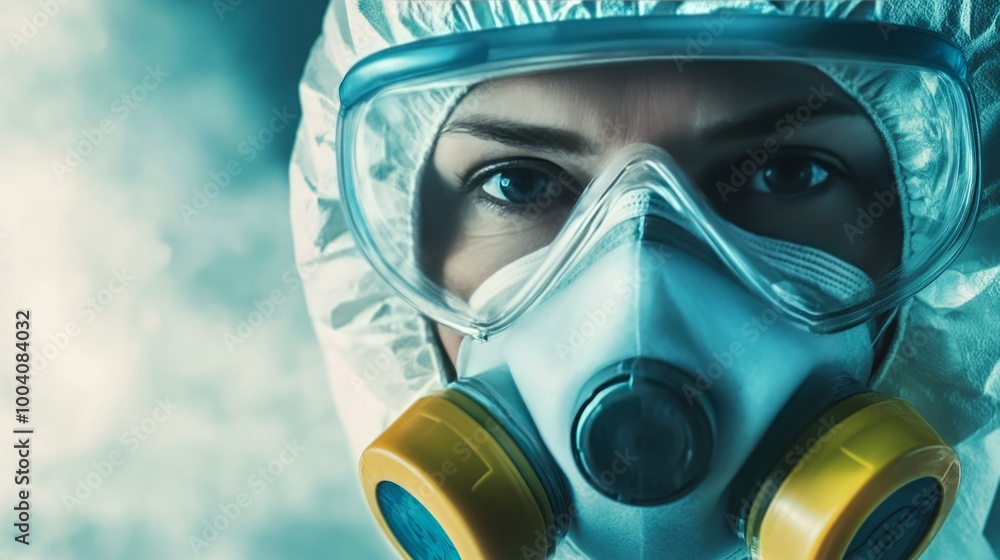 Healthcare Worker in Respiratory Protection Gear, Representing Frontline Medical Care and Safety Healthcare Worker in Respiratory Protection Gear, Representing Frontline Medical Care and Safety