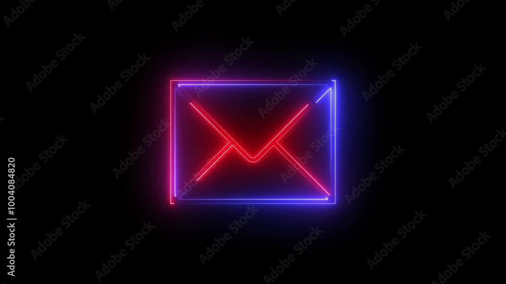 glowing neon red blue color mail box animation icon notification inbox newsletter answer animated sign symbol on black background glowing neon red blue color mail box animation icon notification inbox newsletter answer animated sign symbol on black background