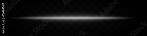 White horizontal light beam isolated on transparent background. Intense glowing effect with smooth gradient and soft edges. Ideal for futuristic designs, digital graphics, and sci-fi themes.
