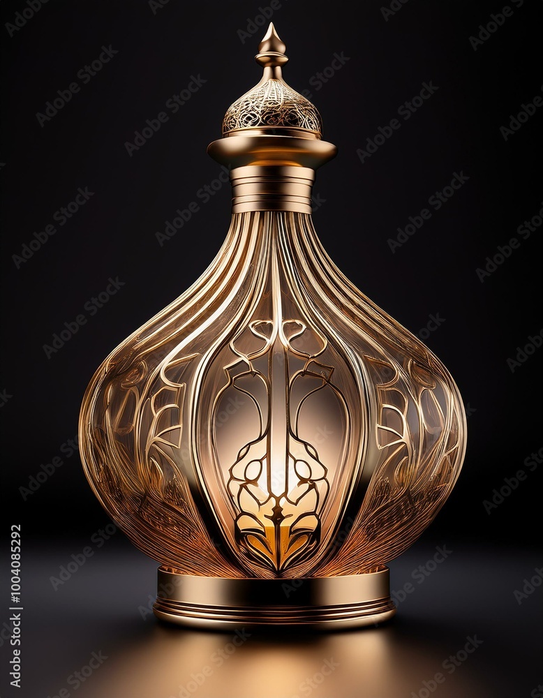 Ornate gold lamp with intricate details Ornate gold lamp with intricate details