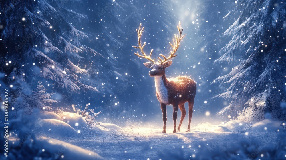 Magic Christmas Forest Reindeer Header Magic Christmas Forest Reindeer Header
