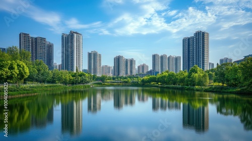 modern building and beautiful park