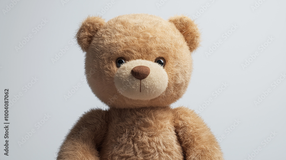 Obraz premium A fuzzy brown teddy bear with a black nose and brown eyes