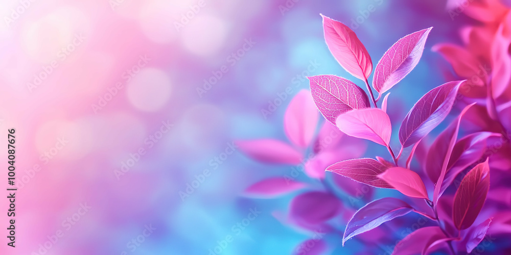 A pink leafy plant with a blue background A pink leafy plant with a blue background