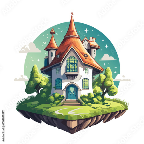 Magical house vector art illustration logo design