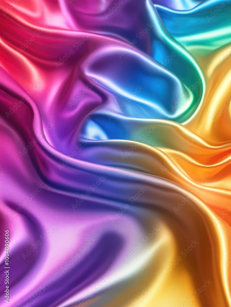 Fototapeta premium Vibrant Silk Fabric with Rainbow Creases