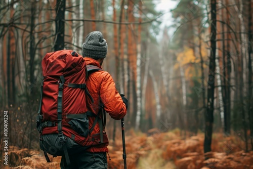 Wallpaper Mural Hiker is enjoying the peace and quiet of the forest during an autumn hike Torontodigital.ca