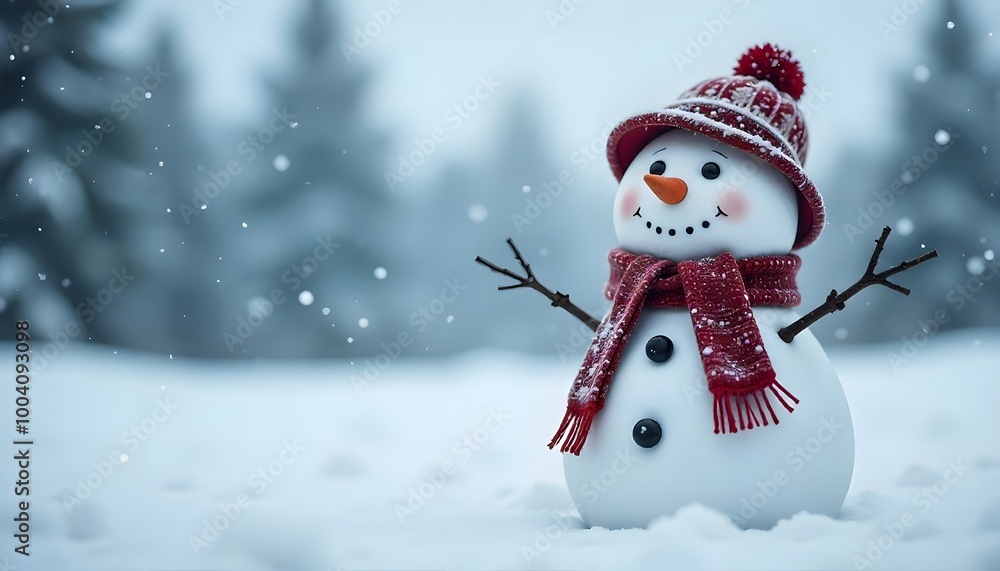Fototapeta premium snowman on the snow