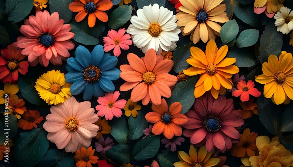 a group of colorful flowers
a group of colorful flowers