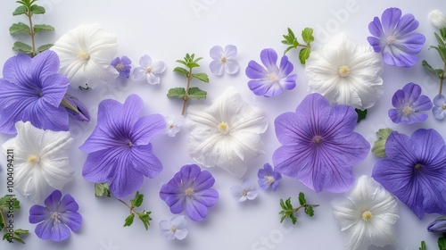 Wallpaper Mural white Saintpaulia and Campanula terry flowers on white background  Torontodigital.ca