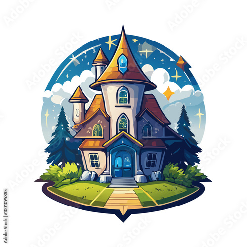 Magical house vector art illustration logo design