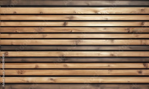  Wooden wall. Texture of wood panels. Pattern of slats with horizontal stripes. Modern interior fences and partitions used in architecture. Cladding from boards is a building material. 