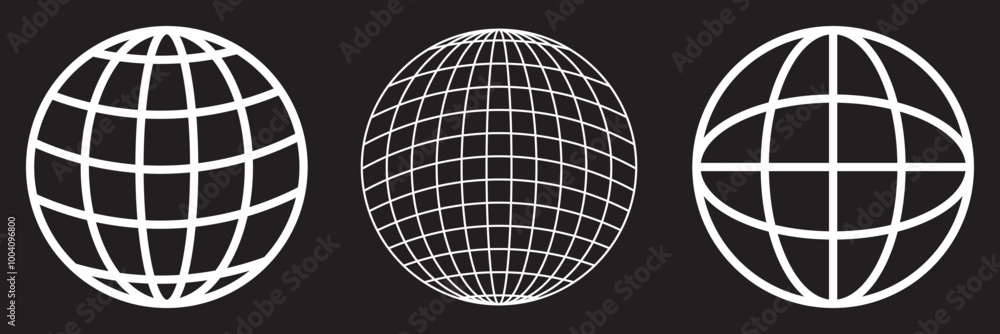 Globe icon set. Globe icons. web icon on transparent background. EPS 10. Globe icon set. Globe icons. web icon on transparent background. EPS 10.