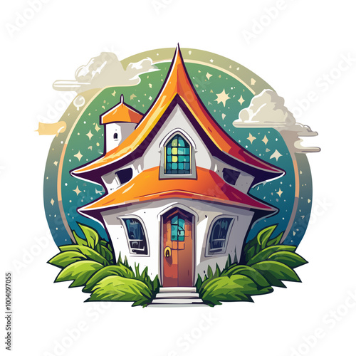 Magical house vector art illustration logo design