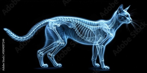 X-Ray Image of a Cat on black background