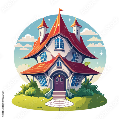 Magical house vector art illustration logo design