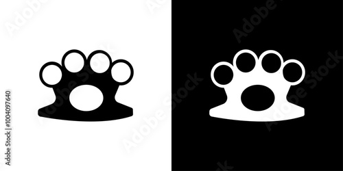 brass knuckles icon Flat art illustration in outline