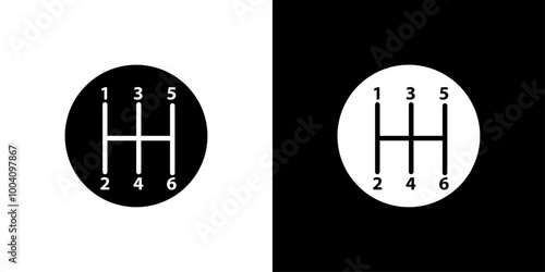 car manual shift lever icon Flat art illustration in outline