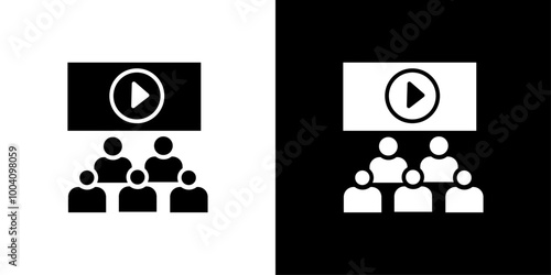 cinema audience icon Flat art illustration in outline