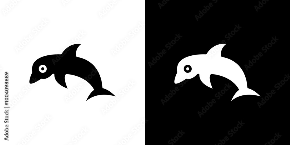 Dolphin icon Flat art illustration in outline Dolphin icon Flat art illustration in outline