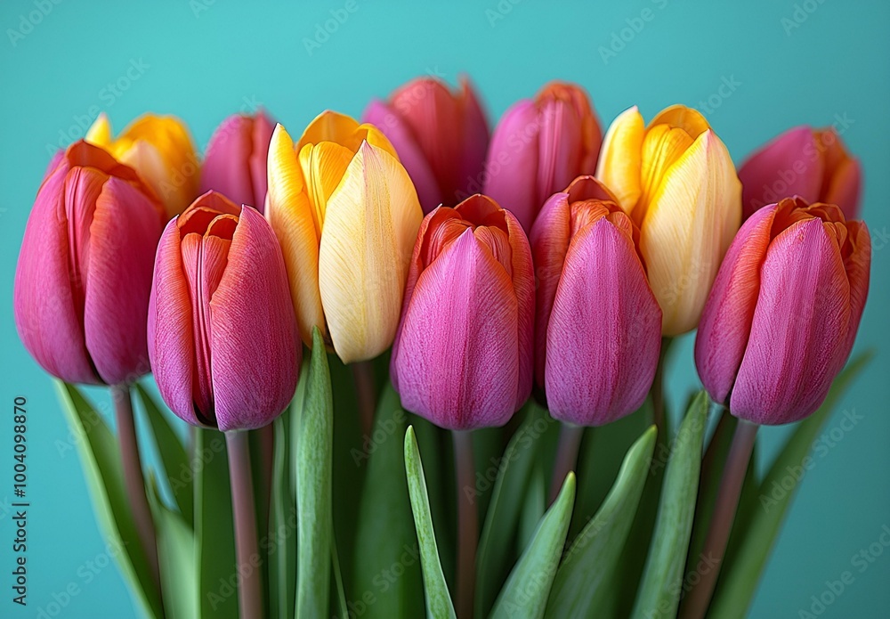 Fototapeta premium a group of tulips in a vase
