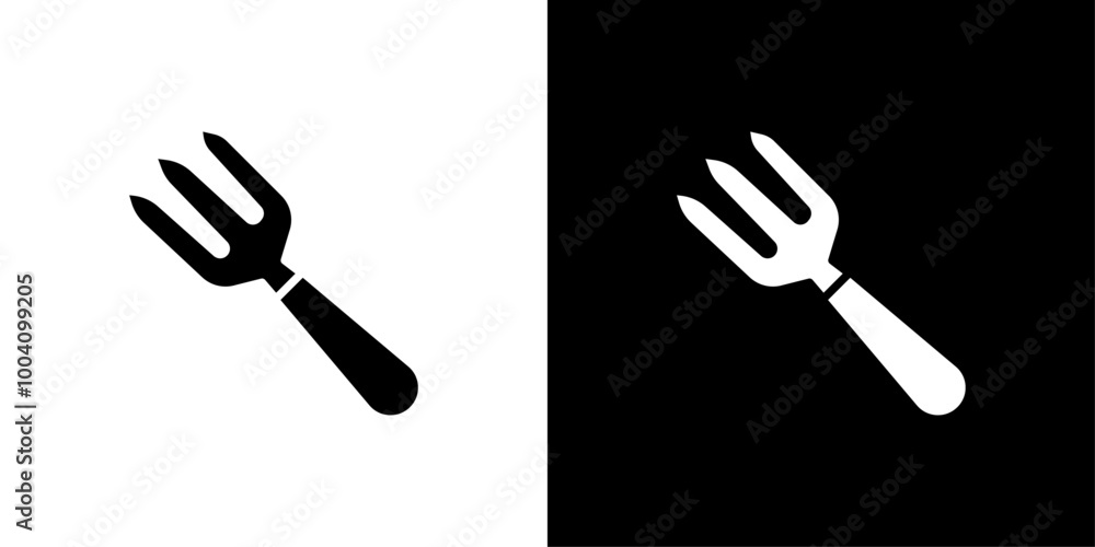 Garden fork icon Flat art illustration in outline Garden fork icon Flat art illustration in outline