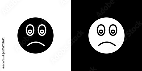 Guilty face emoji icon Flat art illustration in outline