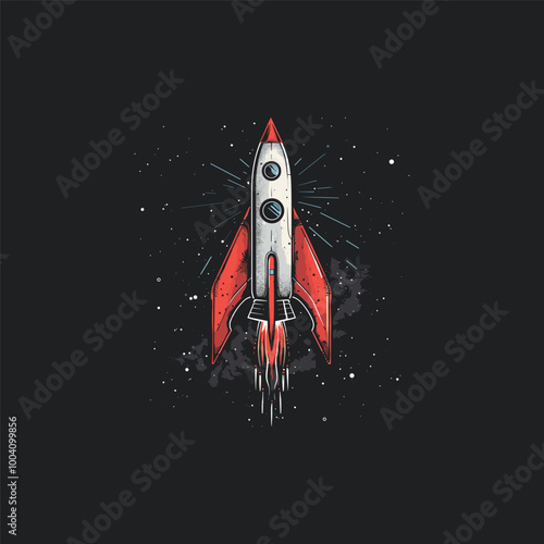 Space Flat Cartoon rocket Vector Illustration