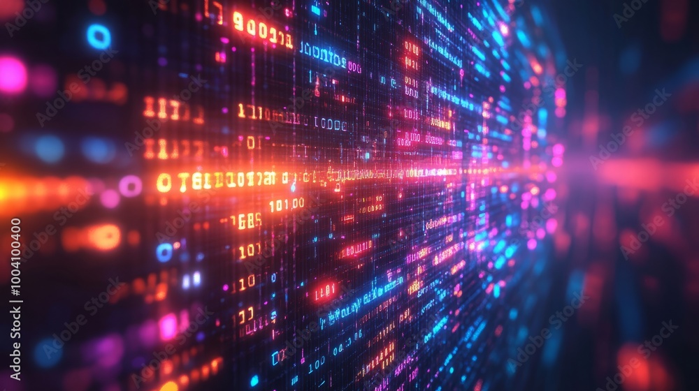 Ultra-Realistic Big Data Technology Background with Binary Computer Code and Bright Colors for Futuristic Digital Innovation Ultra-Realistic Big Data Technology Background with Binary Computer Code and Bright Colors for Futuristic Digital Innovation
