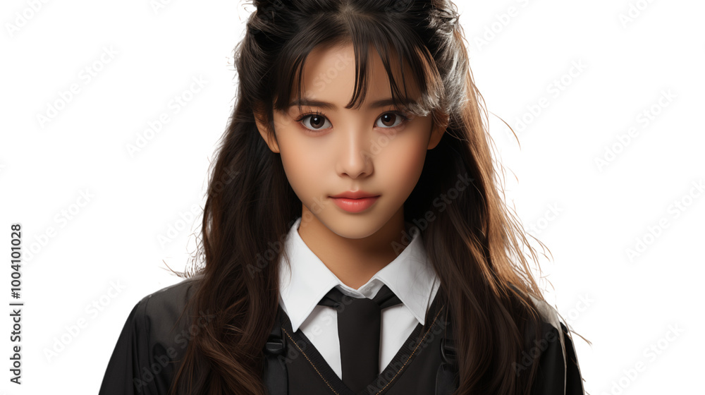 asian Young girl wearing uniform school, studio view, isolated on white background. asian Young girl wearing uniform school, studio view, isolated on white background.