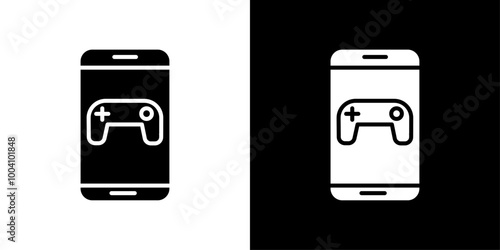 mobile phone game icon Flat art illustration in outline
