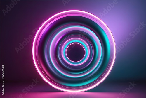 Vibrant 3D Abstract Spiral Design with Neon Hexagonal Border in Gradient Colors