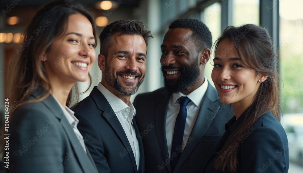 Company staff team smiling together in a huddle Company staff team smiling together in a huddle