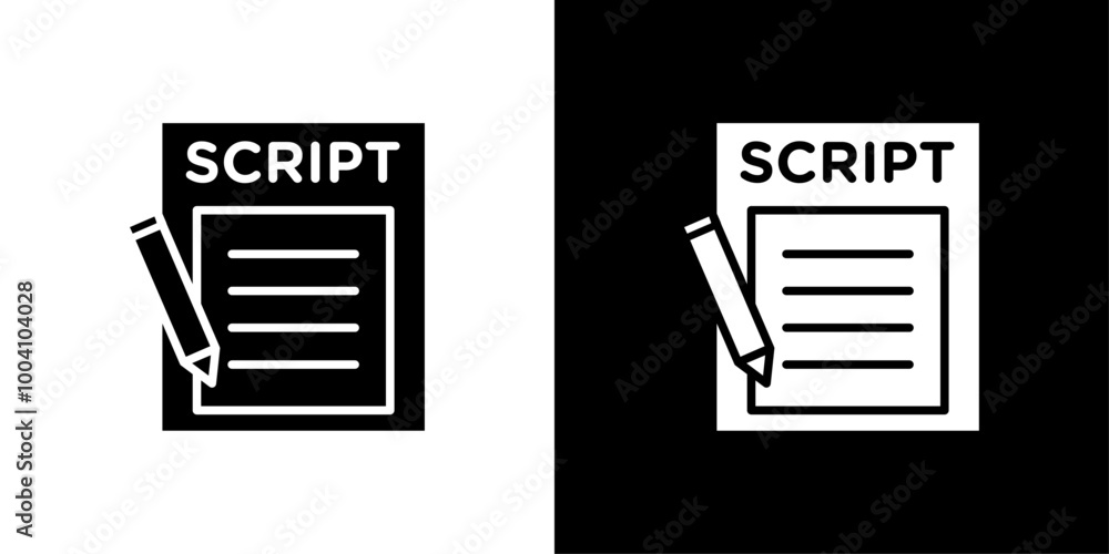 Script icon Flat art illustration in outline Script icon Flat art illustration in outline