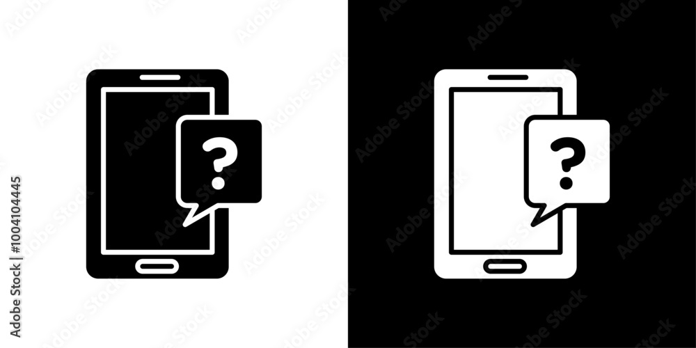 Smartphone Help and Support icon Flat art illustration in outline Smartphone Help and Support icon Flat art illustration in outline