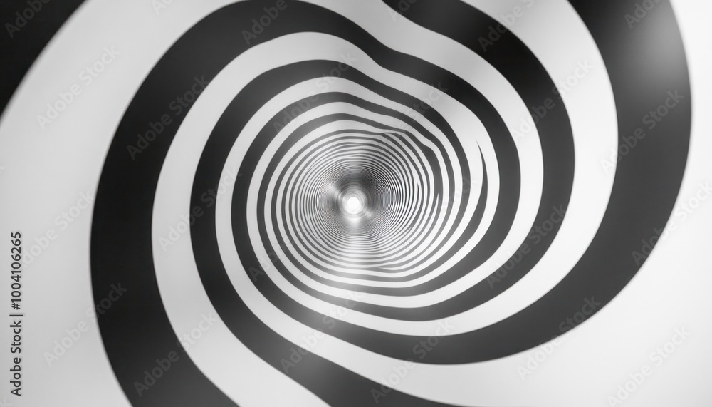 Black and white spiral creating tunnel effect leading to the light Black and white spiral creating tunnel effect leading to the light