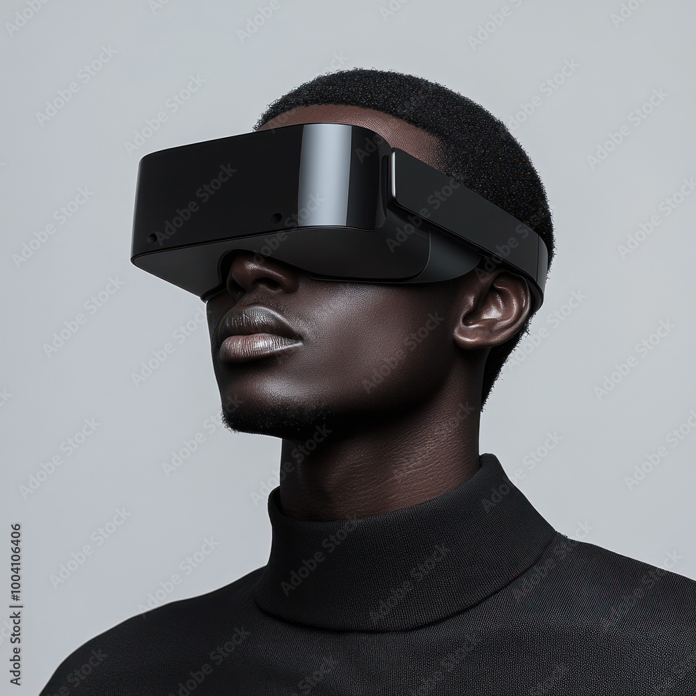 Elegant VR headset user with minimalist design. Elegant VR headset user with minimalist design.