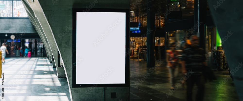 Clear Billboard in public place with blank copy space screen for advertising or promotional poster content, empty mock up Lightbox for information, blank display in station area with daylight Clear Billboard in public place with blank copy space screen for advertising or promotional poster content, empty mock up Lightbox for information, blank display in station area with daylight