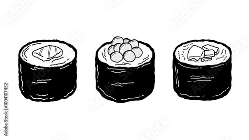 nori sushi premium illustration with different toppings