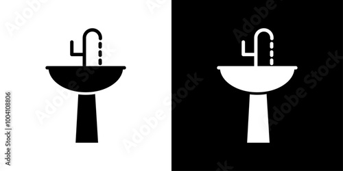 Bathroom sink icon Flat art illustration in outline