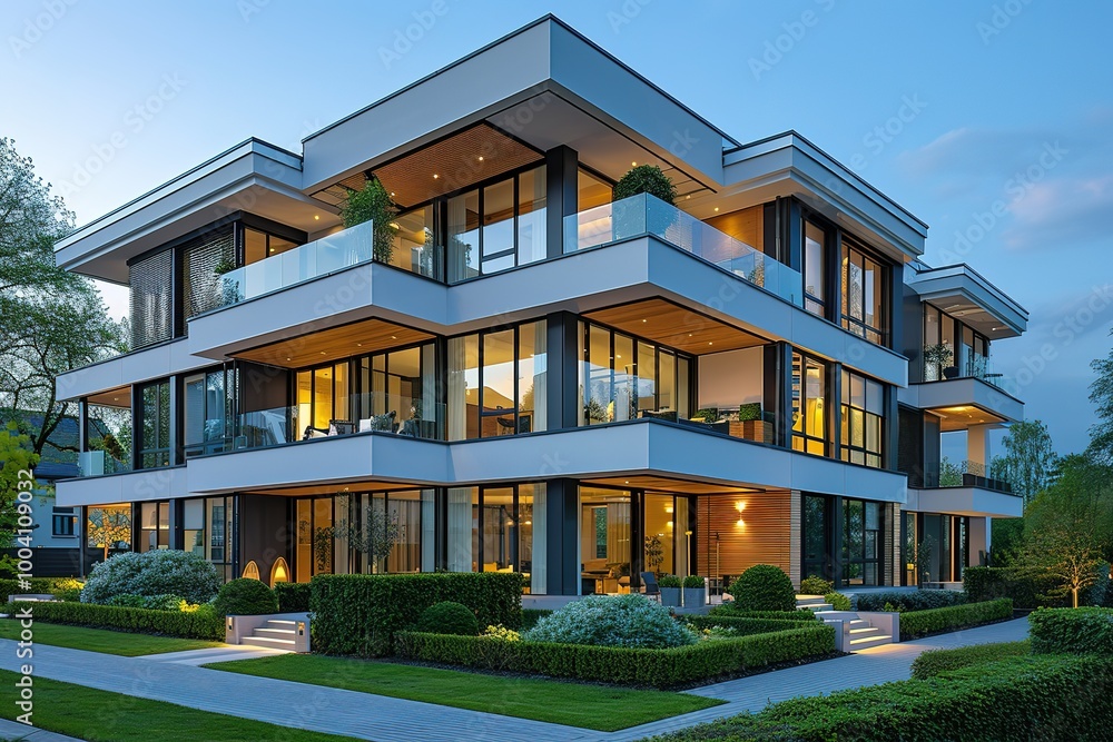 A large apartment building with a lot of windows and a balcony A large apartment building with a lot of windows and a balcony