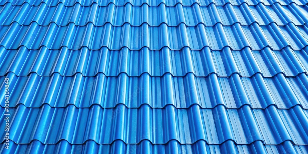 Fototapeta premium Blue Metal Roofing Texture Background for Architecture and Construction Projects
