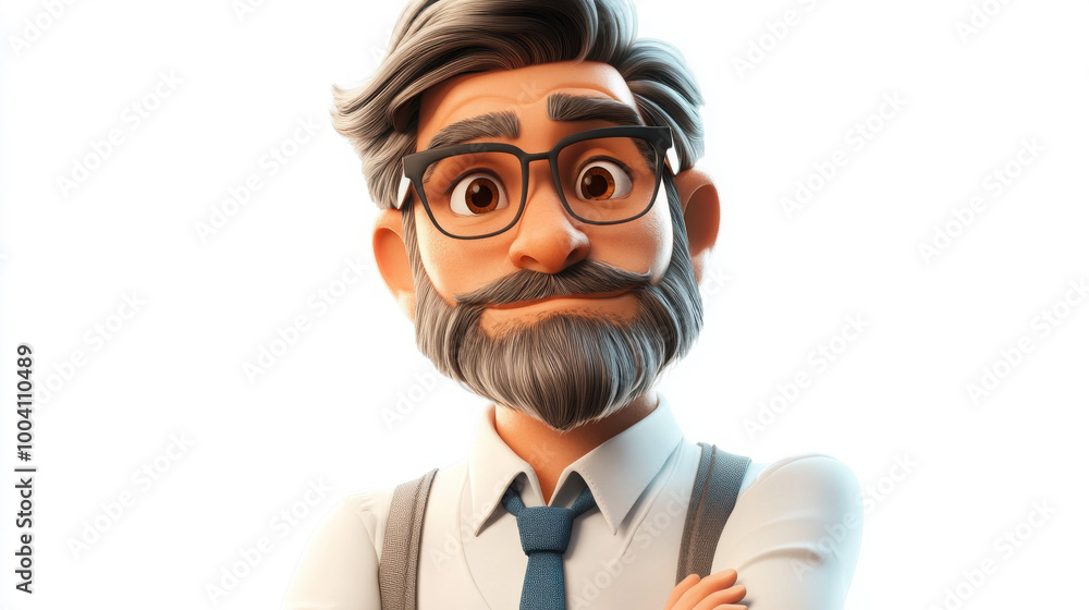 A friendly cartoon character with glasses and a beard, dressed in a formal outfit, suitable for various creative projects. A friendly cartoon character with glasses and a beard, dressed in a formal outfit, suitable for various creative projects.
