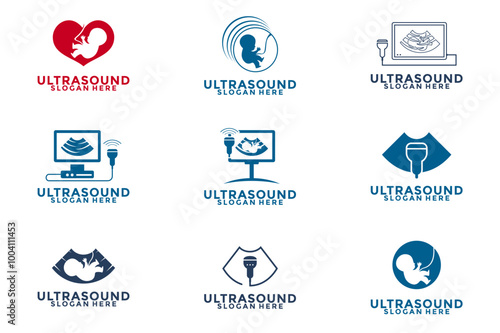 Set of Ultrasound logo vector, suitable for health and medical.