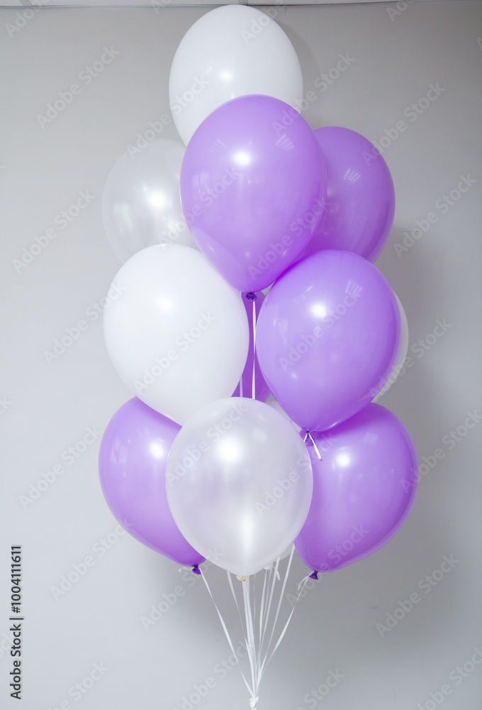 bunch of purple and white balloons on white background bunch of purple and white balloons on white background